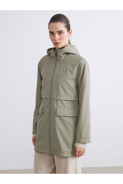 LC Waikiki Khaki Hooded Women's Raincoat