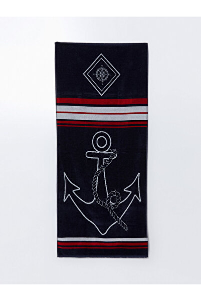 LC Waikiki Navy Blue Anchor Printed Men's Beach Towel 70X150 cm