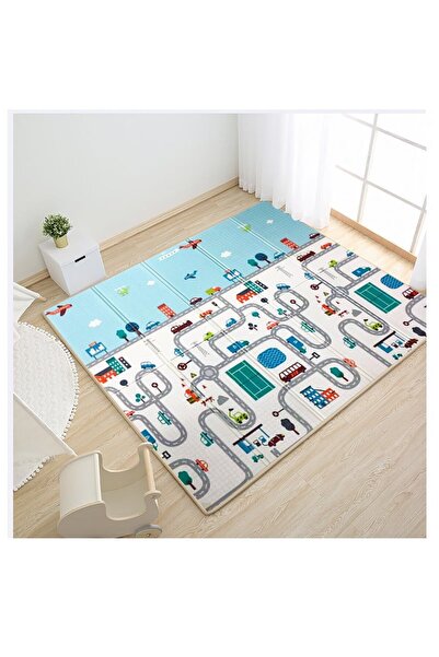 Bibilel Kids Play Mat, Double-sided Traffic/Giraffe, XPE+PE, Waterproof, 180x200x1cm
