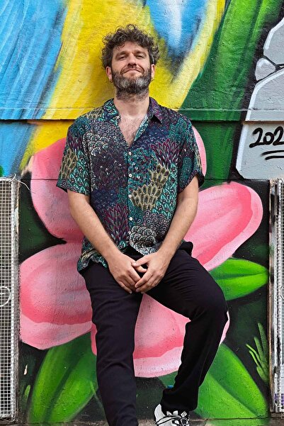 Clandestino Πουκάμισο με κοντό μανίκι με σχέδιο σε μποέμικο στυλ Τυρκουάζ