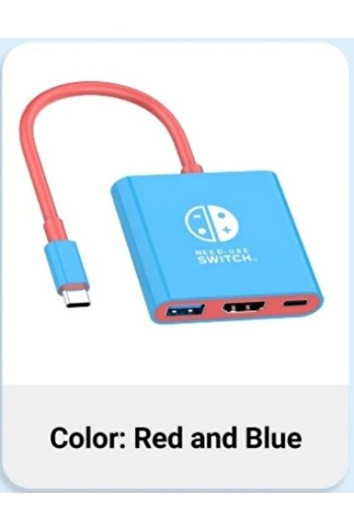 Choice محطة إرساء محمولة باللونين الأحمر والأزرق من نوع TYPE-C Hub مزودة بـ H...