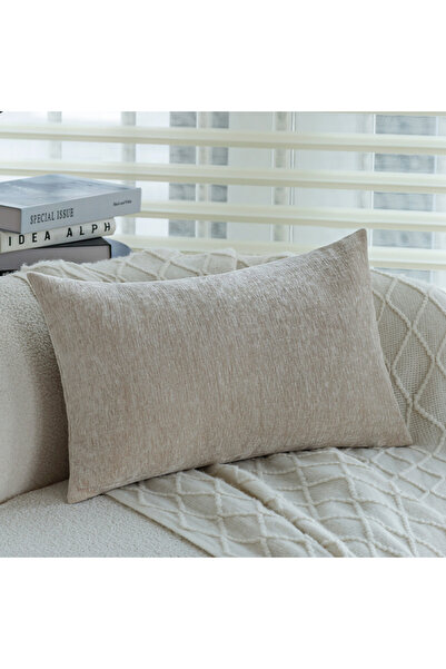 Choice غطاء وسادة مزخرف من قماش الشنيل الصلب، مقاس 30×50 سم، بيج، ناعم ومريح ...