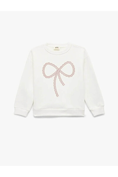 Koton Şardonlu Fiyonk Baskılı Ekru Kız Çocuk Sweatshirt 6Wkg10209Ak