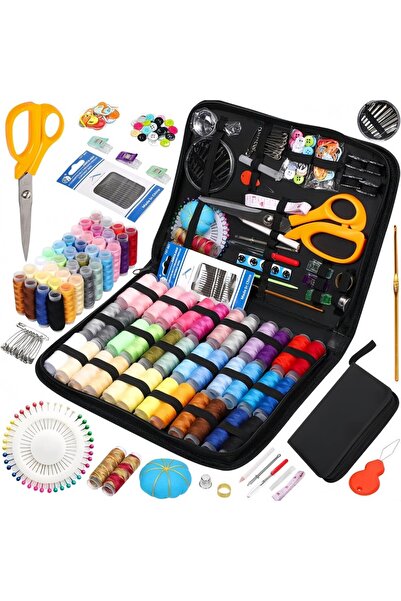 choice2 205 قطعة مجموعة أدوات خياطة كاملة مع خيوط وإبر ومقص وشريط قياس وأزرار والمزيد للصناعات اليدوية