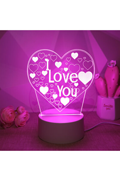 Choice وردي أبيض وردي اعتراف رومانسي أحبك 3D ضوء ليلي هدية ضوء للعشاق، ديكور غرفة النوم
