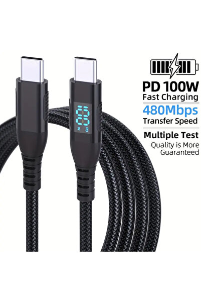 Choice 3M 1PC 100W أسود 1M 2M 3M USB C إلى Type C سلك شاحن سريع منسوج من النا...