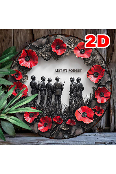 HELLOYOUNG 20x20cm TYA1851 Room Decor Lest We Forget Round Aluminum Sign - 2D...