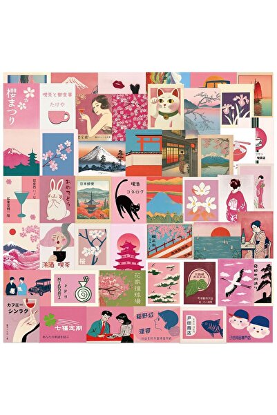 Choice 50 قطعة من ملصقات الثقافة اليابانية الوردية العتيقة للهواتف المحمولة و...