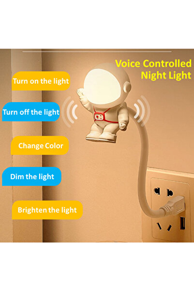 Choice USB Plug black Astronaut USB Night Light Voice Control Mini LED USB Plug Eyes Protection LED Sound S