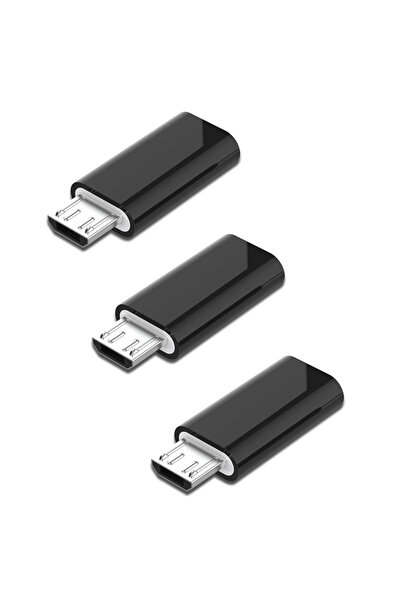 Choice محول Black-3PCS Micro USB (أنثى) إلى USB C (ذكر)، موصل محول USB من الن...