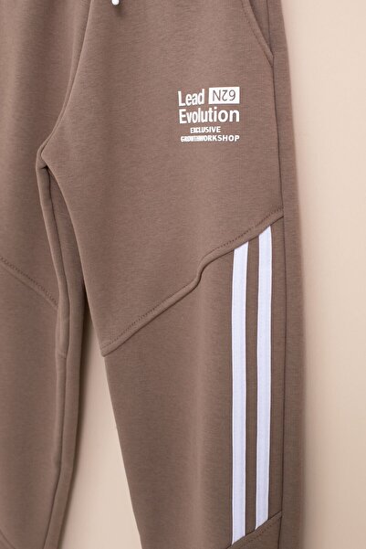 Cansın Mini Αγορικό παντελόνι με λεπτομέρεια σε καφέ χρώμα με ελαστική μέση 21455