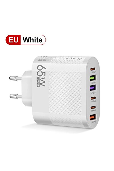 Choice شاحن أوروبي أبيض 3.1 أمبير 6 في 1 بثلاثة منافذ USB وتقنية الشحن السريع...