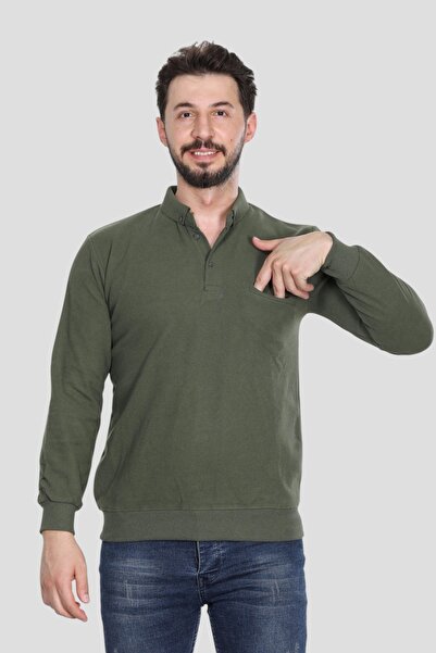 HEDEFNUR TEKSTİL Men's Polo Collar Regular Fit Thessaloniki Knitted Burgundy Sweatshirt with Pockets