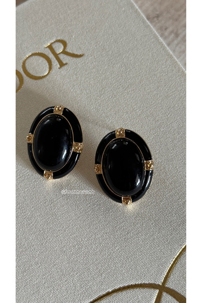 LUXSTONE Brand Model Black Gold Earrings