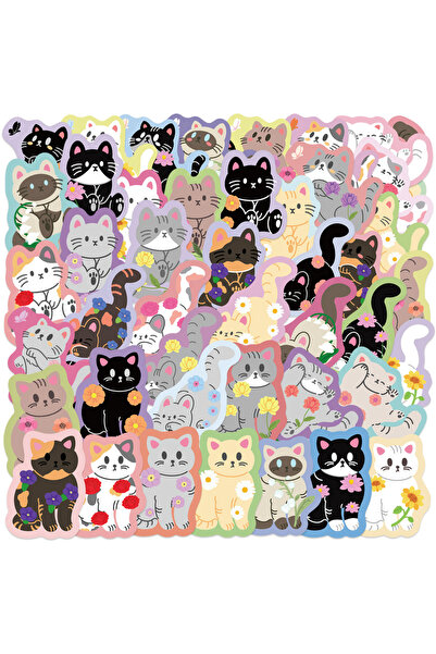 Choice 50 قطعة 50 قطعة ملصقات قطط ملونة كاواي ملصقات قطط لطيفة للهاتف والكمبي...