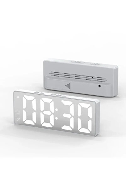 Choice White LED Alarm Clock Electronic Student Digital Clock Voice Control Dual Snooze 12/24H Dual Alarms