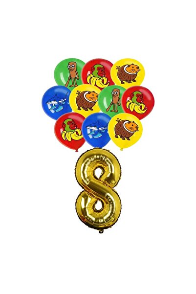 Miniso 32inch 8 17pcs Italian Brainrot Theme Kids Birthday Party Supplies Tung Tung Tung Sahur Balloon Funn