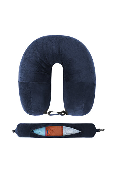 Choice انظر أدناه للحصول على وصف الأحجام وسادة سفر زرقاء داكنة مع وسادة قابلة...