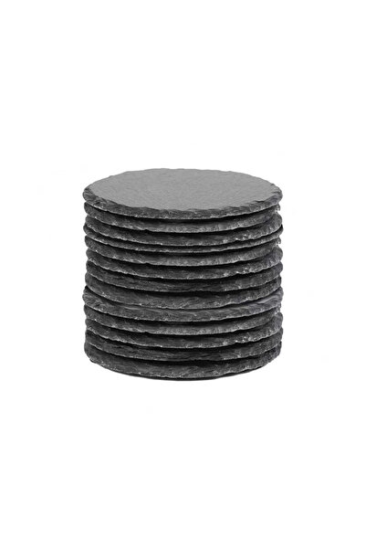 Choice black 10Pcs Natural Slate Drink Coasters Round Black Stone Insulation Cup Coaster for Coffee Table,