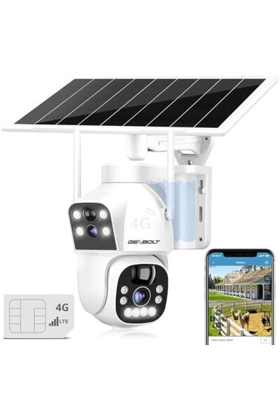 GENBOLT 3G/4G LTE Cellular Solar Security Camera Outdoor Wireless, 8W 15600mAh Battery Operated Surv