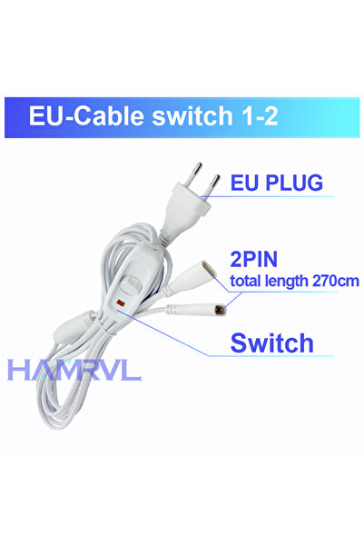 Choice 1 قطعة كابل EU-Cable switch 1-2 Hexagon LED Light 2-Pin Power Cord مع مفتاح تشغيل/إيقاف لـ HAMRVL Honeycomb G