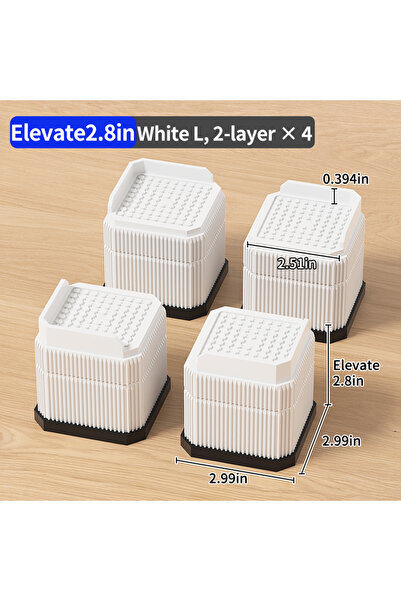 Choice وسادات أرجل طاولات أثاث بيضاء قابلة لتعديل الارتفاع، 4 قطع - قدرة تحمل...