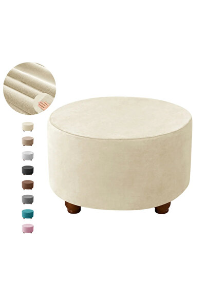 Choice M A1 بيج 1PC غطاء مقعد عثماني ناعم من المخمل غطاء مسند قدم مرن دائري ل...