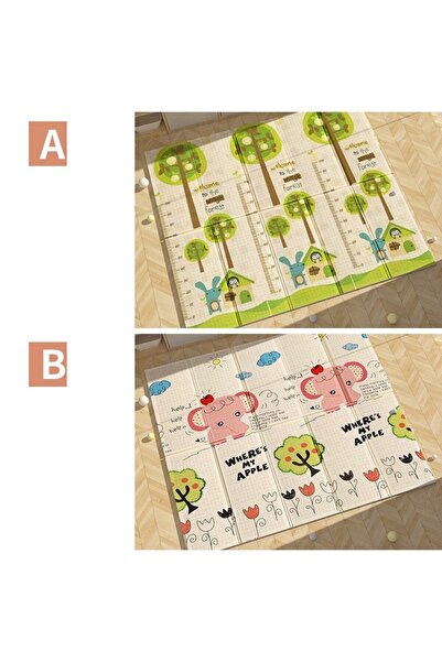 Flippy Children's Play Mat, Reversible Elephant/Forest, XPE+PE, Waterproof, Non‑Slip, 150x200x1.5c