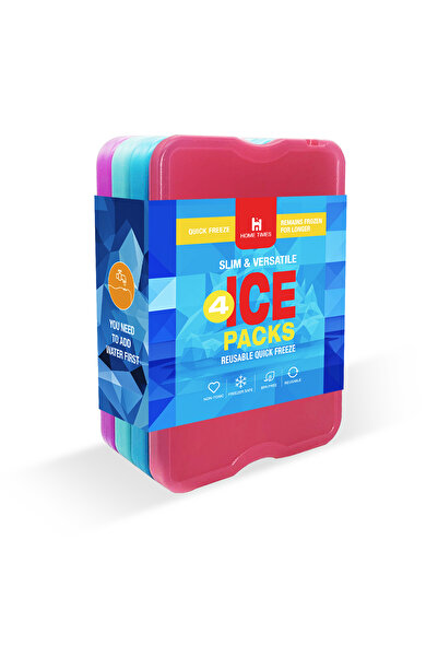 Choice Multicolour Home Times 4 Pcs Reusable Ice Packs for Camping,Travel & Picnics - Durable High-Index Pl