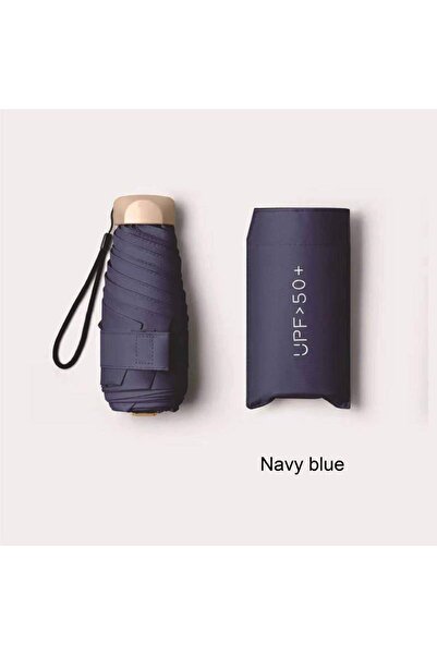 Choice مظلة صغيرة قابلة للطي من الحديد 6K باللون الأزرق الداكن، مظلة واقية من...