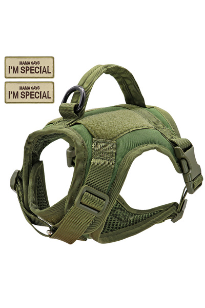 Choice Free Size Green Nylon Cat Harness Vest with 2 Sticker Military Tactica...