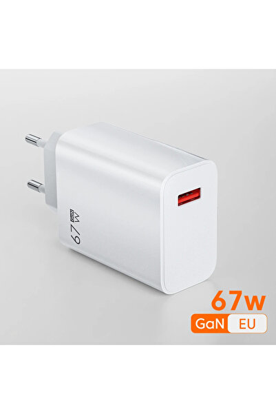 Choice شاحن USB GaN أبيض بقوة 67 واط، شحن سريع، قابس أوروبي/أمريكي/بريطاني، م...