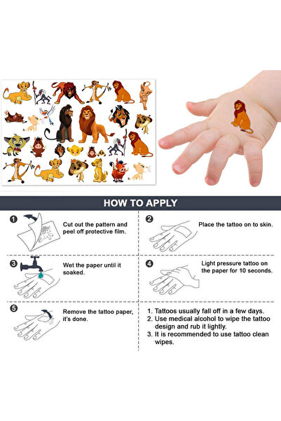 Choice ملصق وشم ديزني الأسد الملك سيمبا، مقاس 19×13×0.1 سم، ملصق وشم قابل للا...