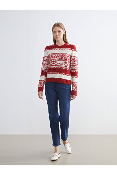 LC Waikiki Alegeri strălucitoare de la Shining Store |   Pulover tricotat pentru femei cu model cu gât rotund