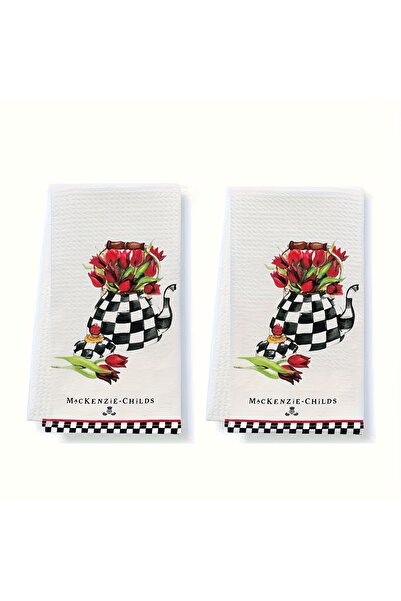 Choice 2pcs WHITE 2 Pack of Super Soft Polyester Napkins, Festive Tulip Teapo...