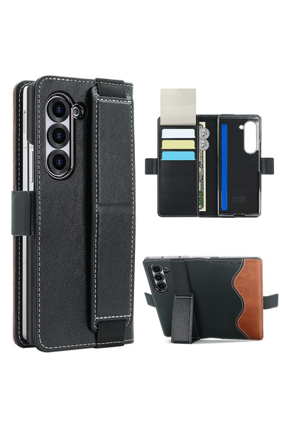 Choice جراب هاتف سامسونج زد فولد 7 أسود اللون، مصنوع من جلد البولي يوريثان، ب...