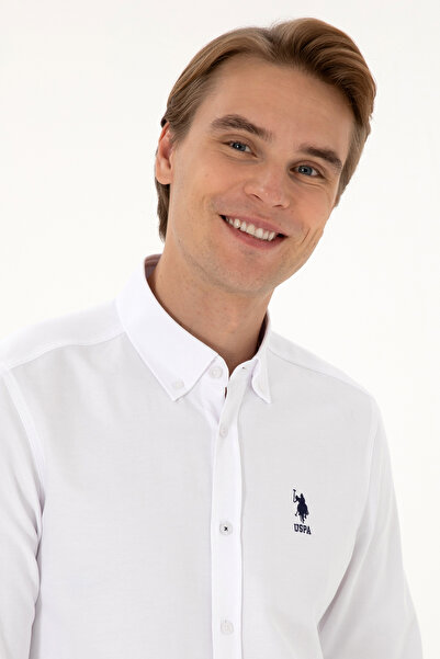 U.S. Polo Assn. Men's White Long Sleeve Basic Shirt 50307701-Vr013