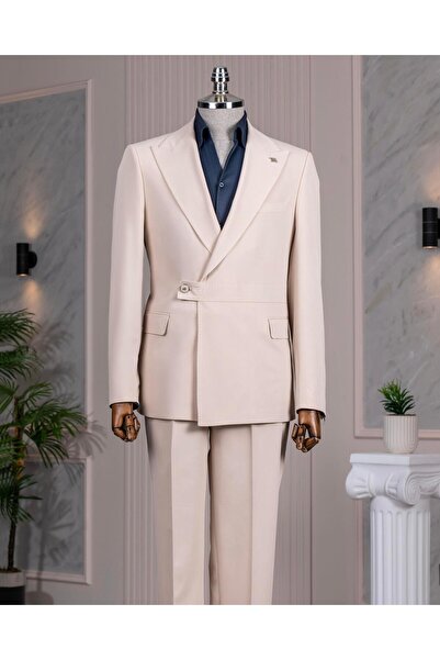 TerziAdemAltun Italian Style Slim Fit Jacket Pantalon Suit Beige T14378