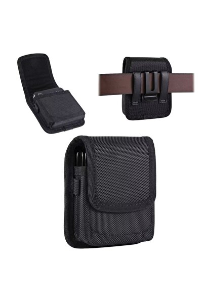 Choice جراب قابل للطي من قماش أكسفورد الأسود، مزود بمشبك حزام، بأبعاد 10.5 سم...