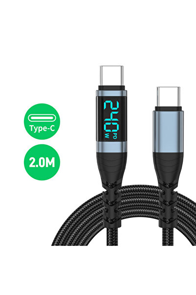 Choice كابل شحن سريع من النوع C إلى النوع C 2M 240W PD3.1 شاشة رقمية كابل بيا...