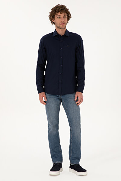 U.S. Polo Assn. Cămașă pentru bărbați, albastru marin, cu mânecă lungă basic 50307673-VR033