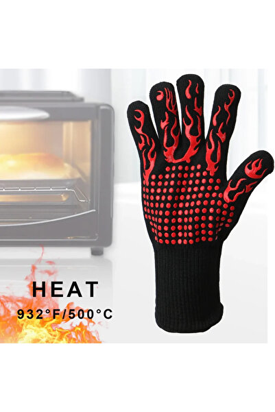 Choice قفازات شواء مقاومة للهب حمراء اللون، غير قابلة للانزلاق، قفازات فرن ال...