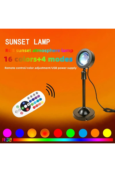 Choice مصباح ليلي قابل للتغيير باللون الأسود USB Sunset Light LED Rainbow Neo...