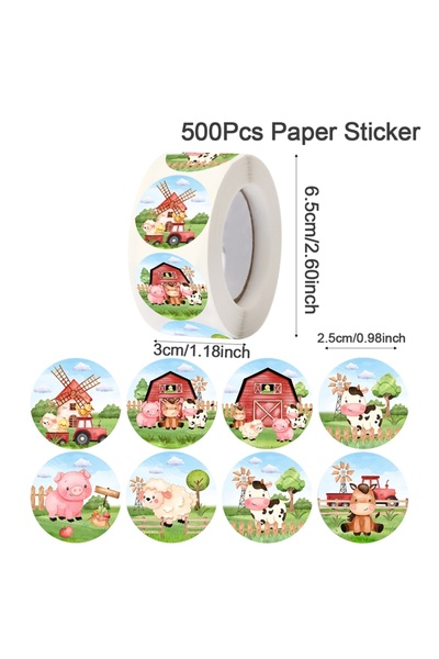 Choice1 2.5 سم 500 قطعة/لفة ملصقات حيوانات المزرعة أكياس الحلوى ملصقات إغلاق ...