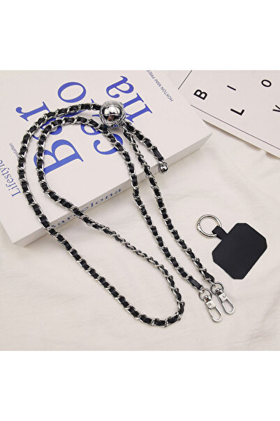 Choice سلسلة حزام كتف قابلة للتعديل من المعدن الفضي / الرمادي والجلد للهواتف ...