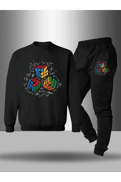 Cevval Set de hanorac și pantaloni de sport pentru copii, cu imprimeu, cu gât rotund, 3 fire, pentru toamna/iarna