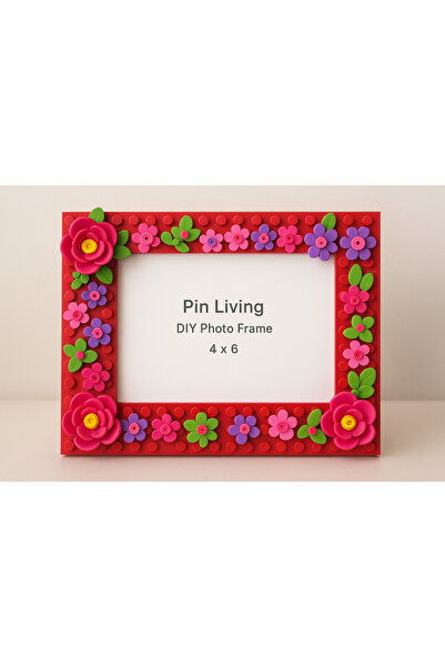 DIY Çiçek Desenli Lego Tarzı Fotoğraf Çerçevesi – Dekoratif Çerçeve