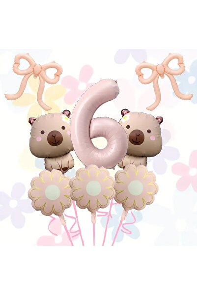 DÜVENCİ TİCARET Σετ μπαλονιών για 6 χρονών με μπαλόνια αλουμινίου Daisy Capybara