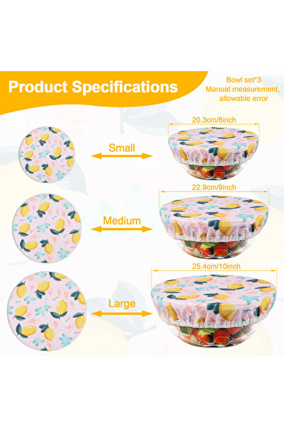 Choice 3Pcs Style 3 3Pcs Bowl Covers Set Elastic Reusable Bowl Covers 3 Size Dish Covers Cotton Cloth Food