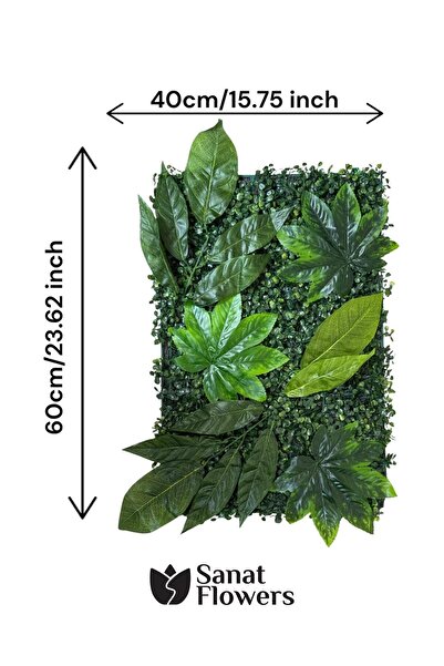 SanatFlowers Doğal Görünümlü Yapay Yapraklı Duvar Paneli 40x60 – Dikey Bahçe Dekoru